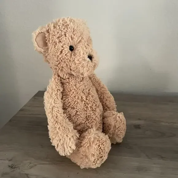 Jellycat Bashful Teddy Bear Plush Stuffed Animal 12" Brown Plastic Beads in Butt - Picture 2 of 11